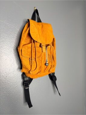 Kipling Orange Nylon Drawstring Trail Hiking Outdoor Backpack with Black Straps